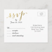Faux Gold Foil Glam Heart | Wedding RSVP Briefkaar Uitnodiging Briefkaart (Achterkant)