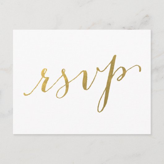 Faux Gold Foil Glamour | Carte postale Mariage RSV (Devant)