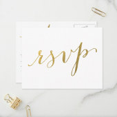 Faux Gold Foil Glamour | Carte postale Mariage RSV