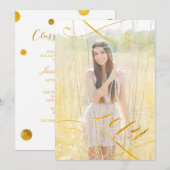 Faux Gold Foil Graduation Invitations | 2014 Kaart (Voorkant / Achterkant)
