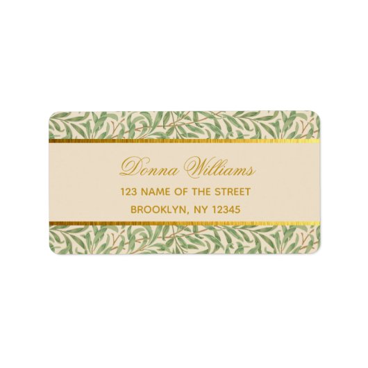 Faux Gold Foil Green Leaves Etiket (Voorkant)
