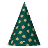 Faux Gold Foil & Green Stars Pattern Feesthoedjes (Links)