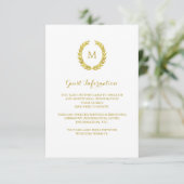 Faux Gold Foil Laurel krans Gastinformatie Informatiekaartje (Staand voorkant)