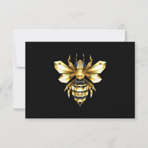 Faux Gold Foil Logo Bee Polygonaal op Zwart Aankondiging