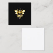 Faux Gold Foil Logo Bee Polygonaal op Zwart Afsprakenkaartje (Voorkant / Achterkant)