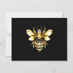 Faux Gold Foil Logo Bee Polygonaal op Zwart Bedankkaart
