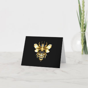 Faux Gold Foil Logo Bee Polygonaal op Zwart Bedankkaart