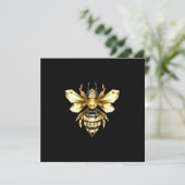 Faux Gold Foil Logo Bee Polygonaal op Zwart Bedankkaart (Staand voorkant)