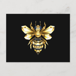 Faux Gold Foil Logo Bee Polygonaal op Zwart Briefkaart