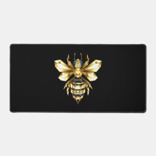 Faux Gold Foil Logo Bee Polygonaal op Zwart Bureaumat