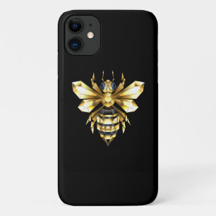 Faux Gold Foil Logo Bee Polygonaal op Zwart iPhone 11 Hoesje