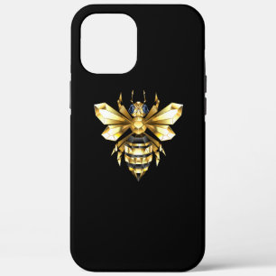 Faux Gold Foil Logo Bee Polygonaal op Zwart iPhone 12 Pro Max Hoesje