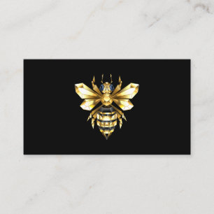 Faux Gold Foil Logo Bee Polygonaal op Zwart Contactkaartje