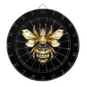 Faux Gold Foil Logo Bee Polygonaal op Zwart Dartbord (Voorkant)