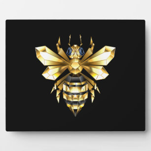 Faux Gold Foil Logo Bee Polygonaal op Zwart Fotoplaat