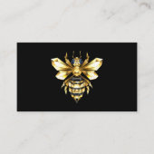 Faux Gold Foil Logo Bee Polygonaal op Zwart Informatiekaartje (Voorkant)