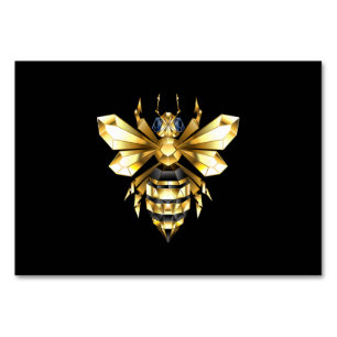 Faux Gold Foil Logo Bee Polygonaal op Zwart Kaart