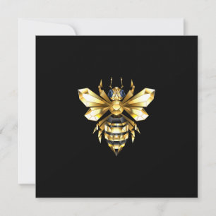 Faux Gold Foil Logo Bee Polygonaal op Zwart Kaart