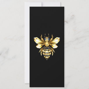 Faux Gold Foil Logo Bee Polygonaal op Zwart Kaart