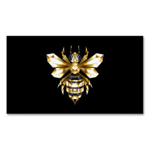 Faux Gold Foil Logo Bee Polygonaal op Zwart Magnetisch Visitekaartje