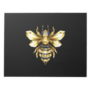 Faux Gold Foil Logo Bee Polygonaal op Zwart Notitieblok