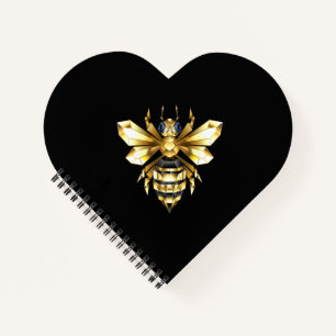 Faux Gold Foil Logo Bee Polygonaal op Zwart Notitieboek