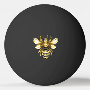 Faux Gold Foil Logo Bee Polygonaal op Zwart Pingpongballen