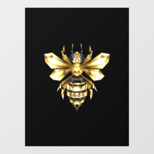 Faux Gold Foil Logo Bee Polygonaal op Zwart Raamsticker