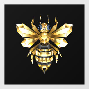 Faux Gold Foil Logo Bee Polygonaal op Zwart Raamsticker