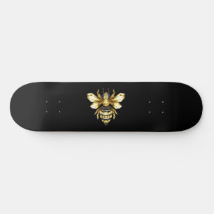 Faux Gold Foil Logo Bee Polygonaal op Zwart Skateboard