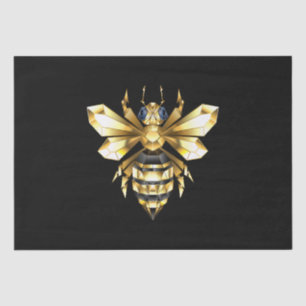 Faux Gold Foil Logo Bee Polygonaal op Zwart Tissuepapier
