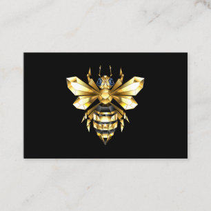 Faux Gold Foil Logo Bee Polygonaal op Zwart Visitekaartje
