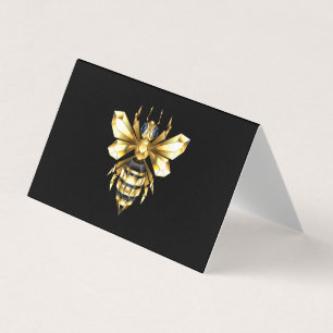 Faux Gold Foil Logo Bee Polygonaal op Zwart Visitekaartjes