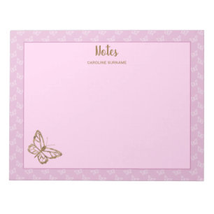 Faux Gold Foil look Butterfly on Lavender Paars Notitieblok