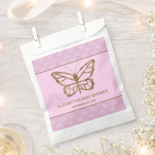 Faux Gold Foil look Butterfly - Paars Baby shower Bedankzakje