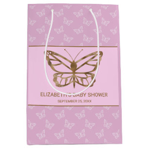 Faux Gold Foil look Butterfly - Paars Baby shower Medium Cadeauzakje