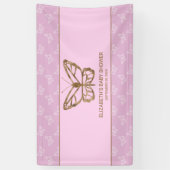Faux Gold Foil look Butterfly - Paars Baby shower Spandoek (Verticaal)