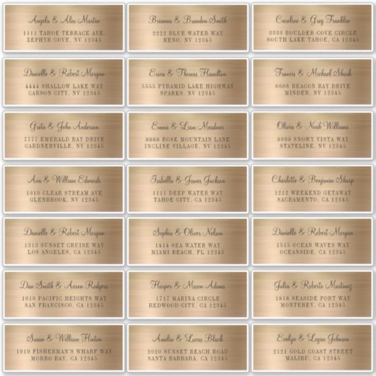 Faux Gold Foil Mariage individuel Étiquettes de ad (Devant)