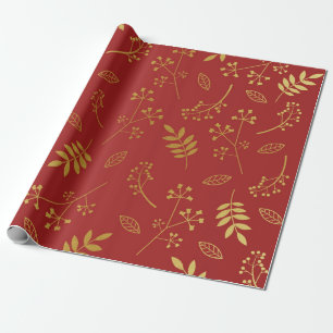 Faux Gold Foil Maroon Red Cadeaupapier