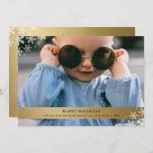 Faux Gold Foil met Snowflake Accessoires Foto Feestdagenkaart (Voorkant / Achterkant)