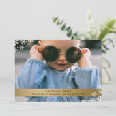 Faux Gold Foil met Snowflake Accessoires Foto Feestdagenkaart (Staand voorkant)
