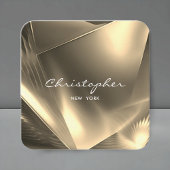 Faux Gold Foil Minimale QR Code & Social Media Vierkante Visitekaartje