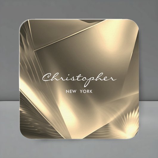 Faux Gold Foil Minimale QR Code & Social Media Vierkante Visitekaartje