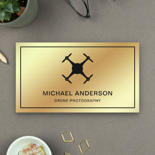 Faux Gold Foil Modern Drone Fotografie Visitekaartje