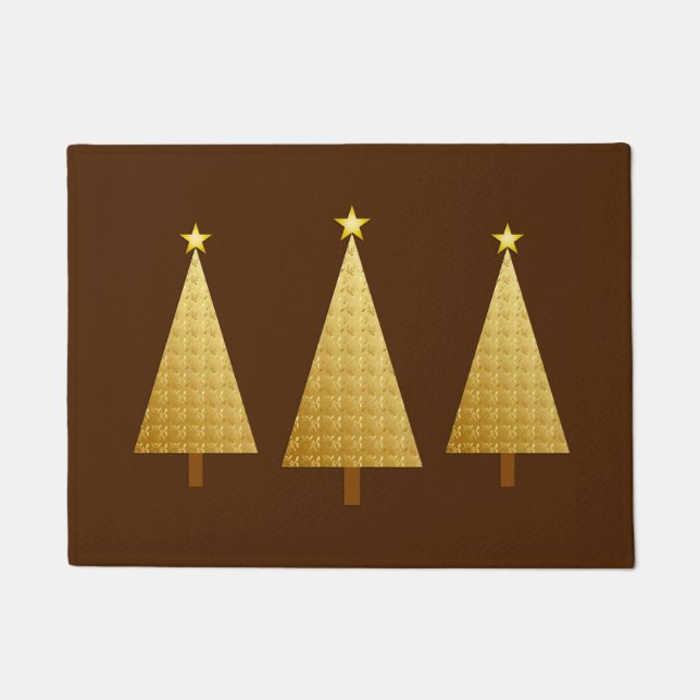 Faux Gold Foil Moderne kerstboom Deurmat (Voorkant)