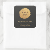 Faux Gold Foil Monogram Business Sticker Labels (Tas)
