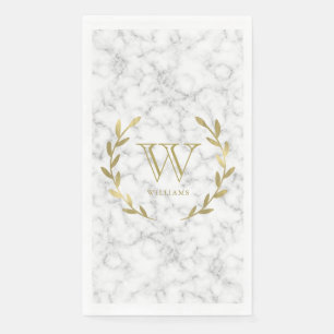 Faux Gold Foil Monogram op marmer Texture Servet