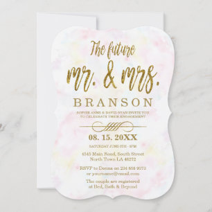 Faux Gold Foil Mr. and Mrs. Typography Engagement Kaart