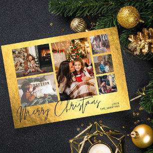 Faux Gold Foil Multi Photo met prettige kerstfeest
