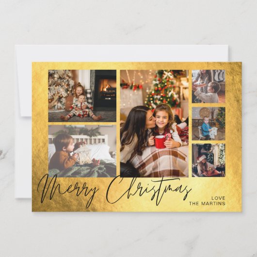 Faux Gold Foil Multi Photo met prettige kerstfeest (Voorkant)